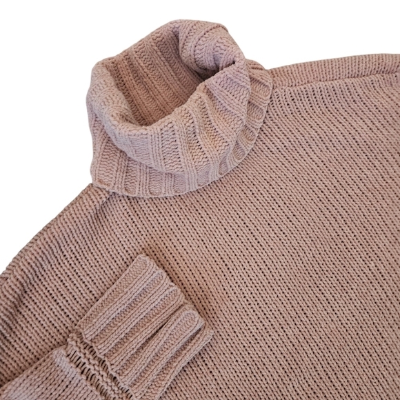 Aerie Chenille Turtleneck Sweater Womens SZ S Side Slit Boxy Relaxed Oversized - Picture 2 of 9